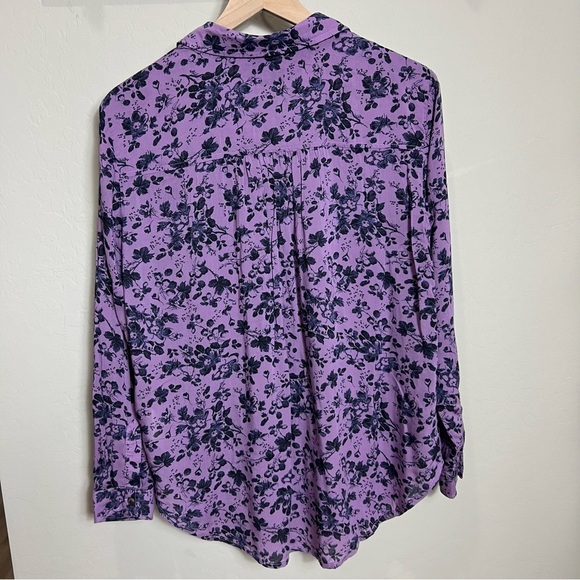 Pilcro Anthropologie Blouse Top Shirt Floral Romy Relaxed Button Oversized Linen - Picture 2 of 14